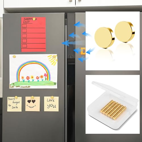 Image of 120P Small Magnets 6x2mm Golden Rare Earth Magnets | Tiny Neodymium Magnet for Fridge DIY, Kitchen, Whiteboard, Office