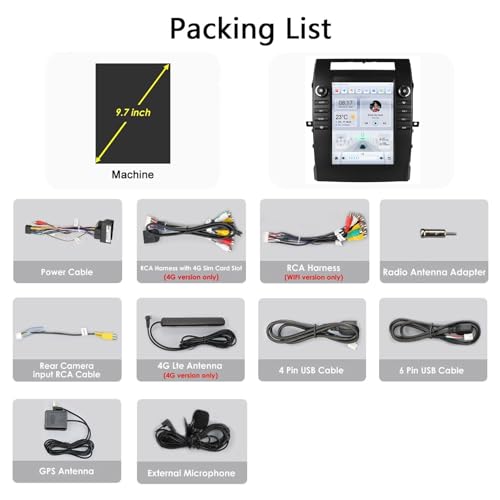 Autoradio Android 14 écran 9,7 pouces Bluetooth GPS pour commande au volant Verso - 7