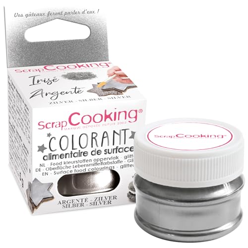 ScrapCooking - Colorants de Surface Argenté - Colorant Alimentaire Poudre Irisée Argent - Pour Pâtisseries, Biscuits, Macarons, Chocolats & Pâte à Sucre - 4076