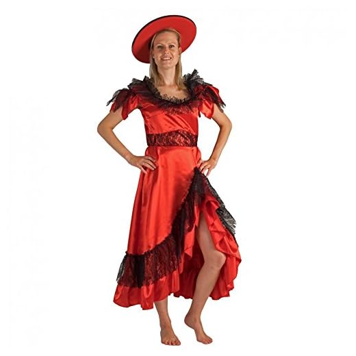Krause & Sohn utklädsel Mrs. Andalusien klänning röd/svart prickig spanierin Flamenco Argentina (42)