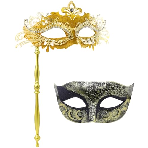 Masque de cosplay or antique et doré, accessoire de bal masqué raffiné