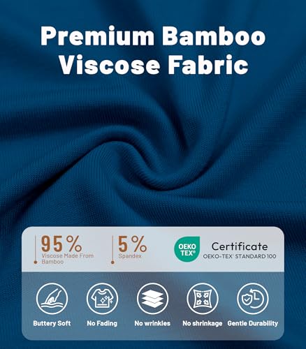 Image of NACHILA Nightgowns for Women-Viscose Made from Bamboo, V Neck Sleepshirts Short Sleeve Sleepwear Cool Nightshirt