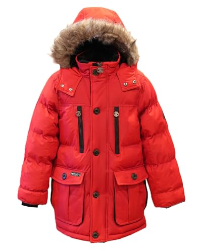 Base Camp Parka Puffer for Boys Heavy Puffer Winter Jacket with Hood and Removable Faux Fur