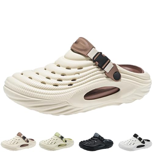 Breathable Slip-On Sandals for Men, Summer Hollow Thick-Soled Comfort Soft Non-Slip Slippers, Casual Waterproof Quick-Dry Slides for Indoor and Beach Activities