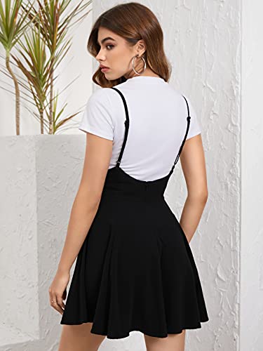 Yoins Women's Suspender Skirts Basic High Waist Versatile Flared Skater Skirt A-Black M #TOP3