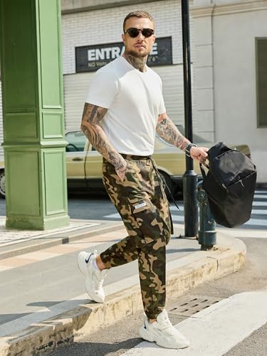 Image of JEMLDL Mens Cargo Joggers Pants Elastic Waist Drawstring with Flap Pockets Techwear Pants for Men
