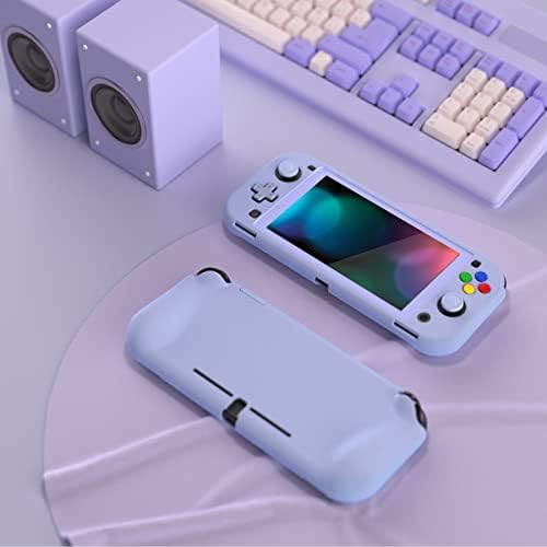 PlayVital ZealProtect Protective Case for Nintendo Switch Lite, Hard Shell Ergonomic Grip Cover for Nintendo Switch Lite w/Screen Protector & Thumb Grip Caps & Button Caps - Light Violet - 3