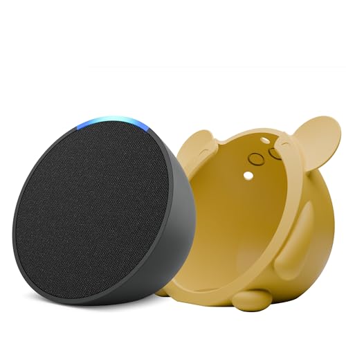 Image of Amazon Echo Pop (Black) Smart Bluetooth Speaker | Combo for Kids aged 4+ years with Teddy Sleeve by BonKaso | Interactive learning, stories, rhymes & hands-free fun | Limited Edition | Alexa for Kids