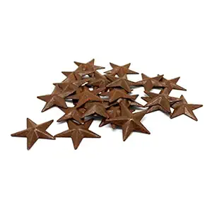 CVHOMEDECO. Primitives Rustic Country Decor. Rusty Mini Metal Barn Star Home Decorative Accents, 1-Inch, Set of 24