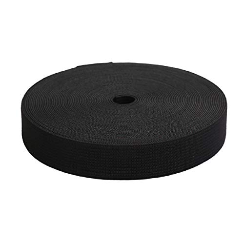 MYUREN 1 Inch by 20 Yard Black Heavy Stretch High Elasticity Elastic Spool Knit Elastic Bands for Sewing