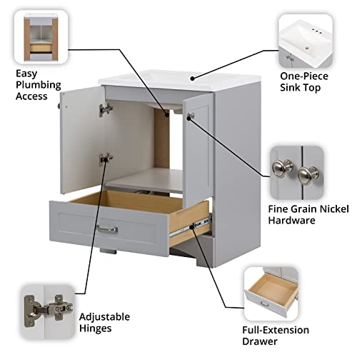 Spring Mill Cabinets Emlyn Bathroom Vanity With Sink, Pearl Gray #TOP4