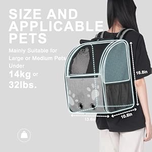 Cat Backpack Carrier, Breathable Cat Carrier Large Space UP 32 lb, Large Reflective Pet Carrier Backpack, Ventilated Mesh Dog Travel Pet Backpack for Hiking Walking Outdoor (Black). Cat Backpack Carrier Breathable Cat Carrier Large Space UP 32 lb Large Reflective Pet Carrier Backpack Ventilated Mesh Dog Travel Pet Backpack for Hiking Walking Outdoor Black