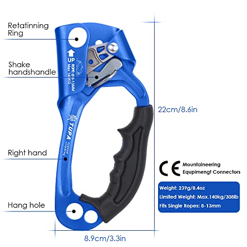 image for Lixada Climbing Hand Ascender 8-13mm Vertical Rope Access with Ergonom
