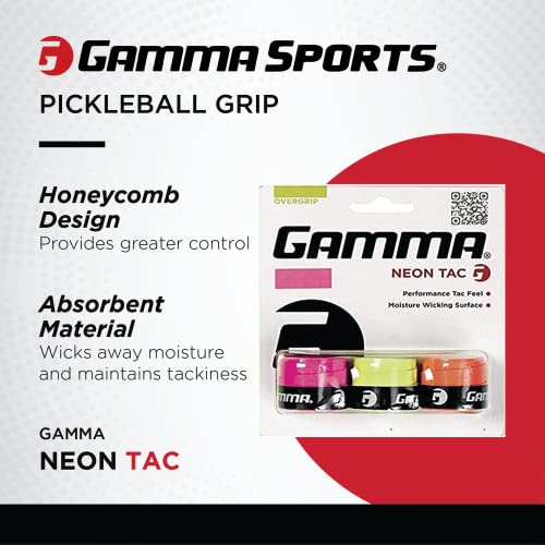 GAMMA Sports Neon Tac, Neon Dri, Neon Safari Tennis Over Grip, High Performance, Badminton, Pickleball, Racquet Sports OG, Moisture Wicking Surface