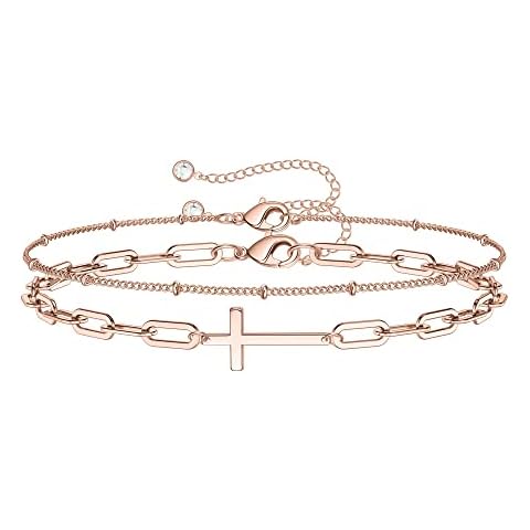 TINGN 14K Rose Gold Layered Bracelet Cover