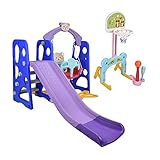 Aumento dell'altezza dello scivolo per proteggere la sicurezza del bambino ed evitare di scivolare fuori dallo scivolo. Diverse aree funzionali tra cui scivolo ispessito, altalena, telaio da basket, porta da calcio e così via.