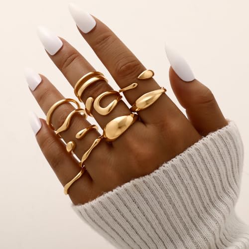 Image of FAXHION 68 Pcs Gold Jewelry Set for Women with 7 Necklace, 17 Bracelet, 5 Hoop Earrings, 15 Stud Earrings, 24 Knuckle Rings for Women Jewelry Set for Women Gift