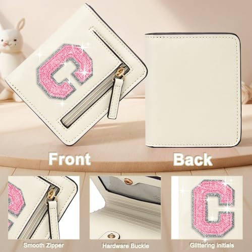 Image of Birthday Gifts for Teen Girl Kids Wallet Girl Wallets Small Initial Rfid Wallet Teen Girls Gift Preppy Stuff for Girls Beige C