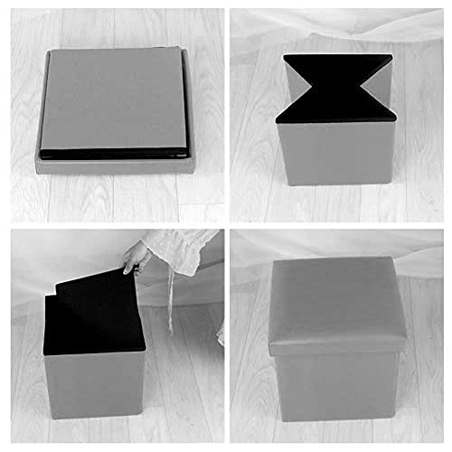 Pouf de rangement pliant et tabouret compact avec couvercle - 8