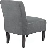 Armless Accent Slipper Chair Cover Slipcover, Stretch Jacquard Removable Non-Slip Cover for Accent Chair Without Arms for Living Dining Room(Light Grey)