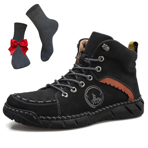 Vilobel Men Non Slip on Shoes, Vilobel Mens Safety Toe Work Boots, Men's Orthopedic Safety Work Shoes, Ankle Protection.