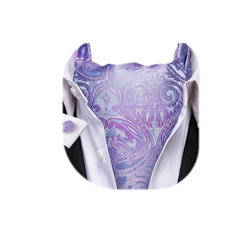 Image of Dubulle Paisley Floral Ascot for Men Self Tie Mens Cravat and Pocket Square Cufflinks Wedding
