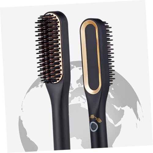 Cepillo eléctrico alisador de cabello y barba SOIMISS con 3 niveles de calor, estilizador calentado mini para hombres, enchufe estadounidense dorado, adecuado para cabello corto y cuidado de la barba miniatura 7