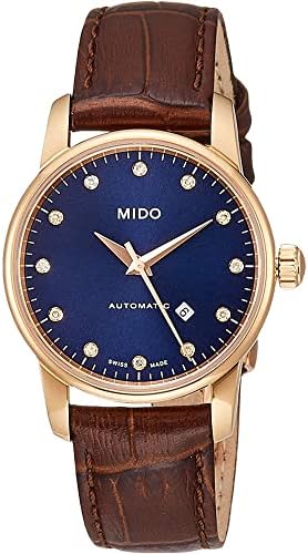 Mido Women's Baroncelli Midnight Diamond 29mm Brown Leather Band Steel Case Automatic Watch M7600.3.65.8