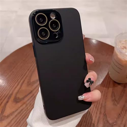 Coque iPhone 14 Plus noire mate rigide ultra-mince avec protection intégrale d'objectif PC
