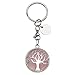 CrystalTears Schlüsselanhänger Natürlich Edelstein Lebensbaum Anhänger Chakra Heilsteine Reiki Schlüsselbund Keychain Dekoration Rosenquarz