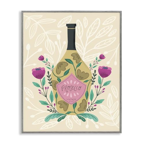 Chic Floral Alcohol Bottle, 11 x 14 Inch Framed Giclée Print