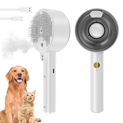 Image of Cat Steam Brush for Shedding - Cloud Care Cat Brush for Indoor, Shedding Steam Cat Brush for Long Short Hair, Pet Grooming Brush with Release Button and Tank for Cats Massage Grooming Self-Cleaning