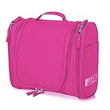 Cadtog Hanging Toiletry Bag Travel Cosmetic Kit, Large Essentials Organizer, Sturdy Hook Makeup Bag, Heavy Duty Waterproof for Men and Women's, Pink