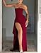 Caintima Women's Backless High Split Strapless Prom Formal Dress, M Burgundy