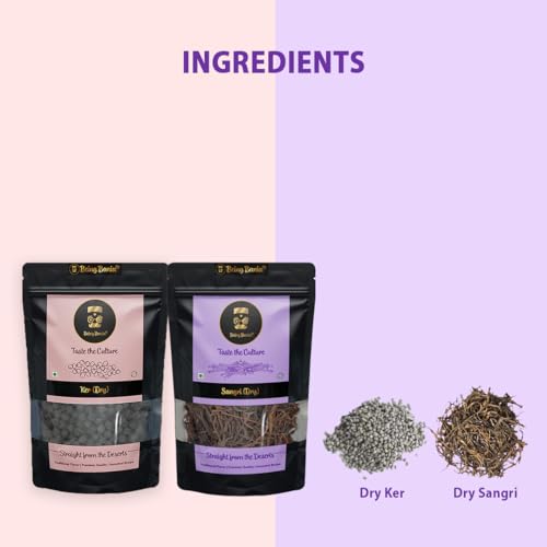 Image of Being Bania Ker Sangri Dry Combo, (200gms + 150gms) | Ready to Cook | with Recipe | Marwadi Rajasthani Sabji | Panchkutta | Dry Vegetables | Kair Sangari | Premium and Traditional |