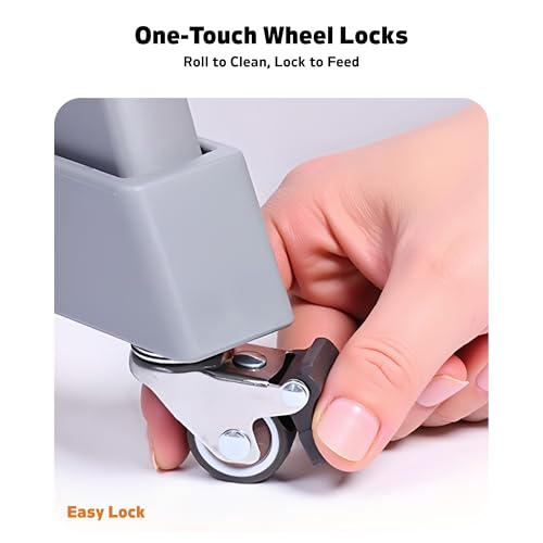 Image of High Chair Wheels - Universal Swivel Casters for Stokke Tripp Trapp | Enhance Mobility & Convenience with 360 Silent Wheels, Safety Locks & No-Scratch Design, No-Drill Installation - White