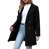 Design : manteau d'hiver long KBOPLEMQ Veste d\'hiver pour femme - Longue et chaude - Manteau d\'hiver élégant - Col en fourrure - Veste polaire - Manteau en daim - Manteau pour femme - Polaire intérieure épaisse - Vestes en