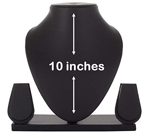 DOOR STEP SHOPPING Wooden Jewelry Necklace Earring Display 10 Inch (Black, 1)