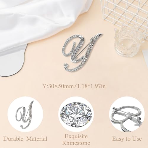 Image of Rhinestone Initial Brooch Pin for Women, Alphabet Gold Letter Brooch A-Z with Crystal, Metal Pin for Hat Bag Dress Suit Accessory for Men