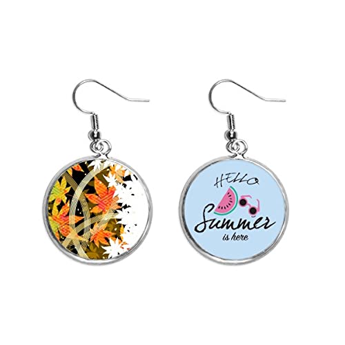 Pendientes de sandía con patrón de flores y acabado geométrico fino