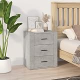 puraday Mesita de Noche Madera Contrachapada Gris Hormigón Mueble Habitacion Mueble Dormitorio Mesillas de Noche Dormitorio Comodas Y Cajoneras Dormitorio Mesa de Noche 50x36x60 cm 3 Cajones