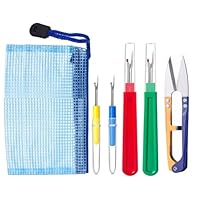 5 Pcs Seam Ripper Set, LIAMGUS Big and Small Sewing Stitch, Stitching Thread Unpicker, Seam Rippers for Sewing, Stitch Ripper with Scissor, Storage Bag, for Open Seams Hemming Seams