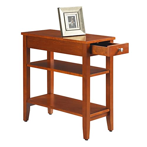 Convenience Concepts American Heritage 1 Drawer Chairside End Table With Shelves, Cherry #TOP3