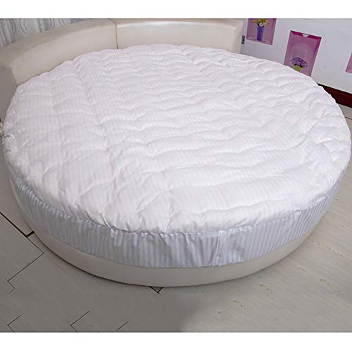 DULPLAY Comodidad Tatami Camas Futon Topper,100% Algodón Grueso Acolchado Colchón Futon para Cama Redonda,Redondo Colchón Protector Topper Blanco Diámetro:250cm 98inch