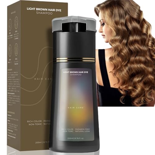 200ml Light Brown Pol/ar Dye Shampoo Hair,Instant Hair Dye Shampoo,Pol/ar Instant Dye Sham/poo,3 in 1 Colour Sha/mpoo,Cover Grey H/air,Safe Non-Irritating,Quick Coloring,Haircare Po/lar for Men&Women