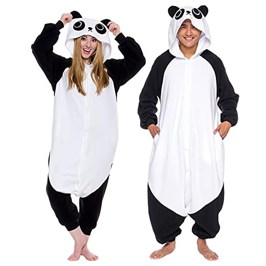 Silver Lilly Adult Pajamas - Plush One Piece Cosplay Animal Costume (Panda, L)