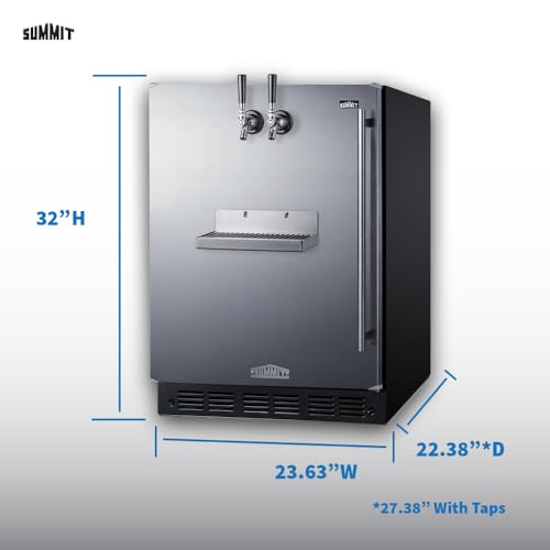 Image of Summit 24 inch Cold Brew Kegerator, Dual Front Taps, No Drill Coffee Dispenser, ADA Compliant, Stainless Steel - SBC7BRSFRTPCFADALHD (Left Handed Door Swing)