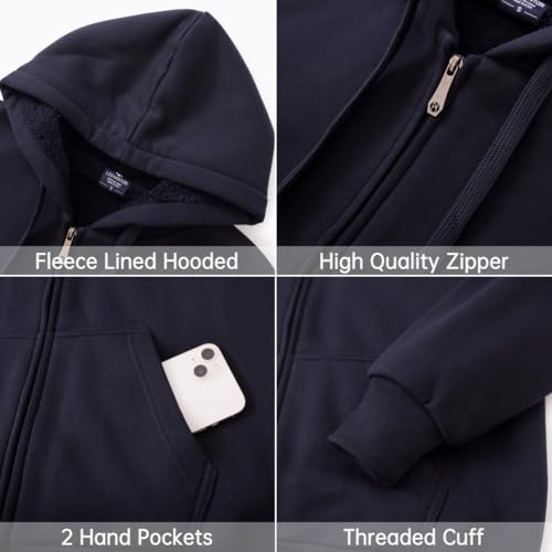 Image of LeeHanTon Sherpa Lined Hoodies for Men Heavyweight Full Zip Up Sweatshirt Thick Fleece Winter Warm Work Jackets Plus Size