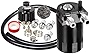 Vincos Universal 3/8'&9/16' 400ml Aluminum Oil Catch Can Dual Cylinder Polish Baffled Engine Air Oil Separator Tank Reservoir Kit with Breather Black Small Drain & High Pressure Hose Line Tube