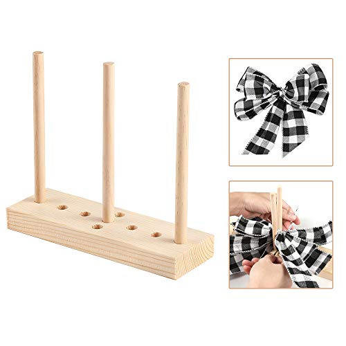Ackitry Bow Maker for Ribbon for Wreaths, Wooden Bow Maker Set with Twist Ties and Ribbons for Creating Gift Bows Christmas Halloween Decorations Corsages Holiday Wreaths - Thumbnail 5